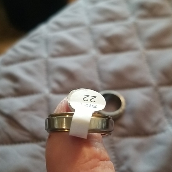 Three stainless steel mens rings size 22 or 11.5 . - Picture 2 of 3